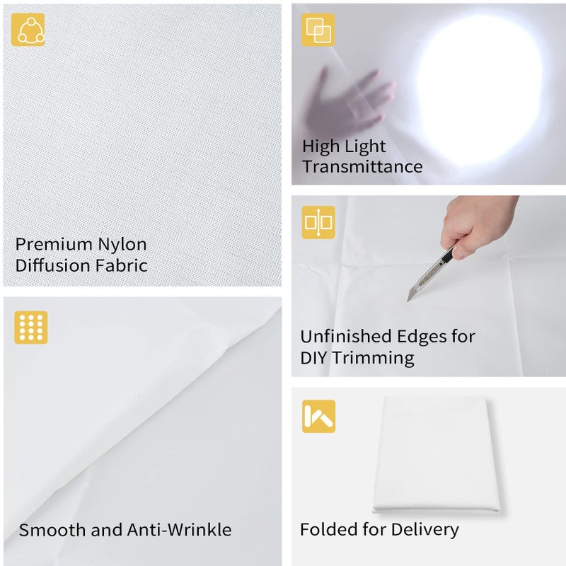 Selens 1 Yard x 67 Inch / 1M x 1.7M Diffusion Fabric, Nylon Silk White Seamless Light Modifier for Photography Lighting, Softbox and Light Tents - Image 3